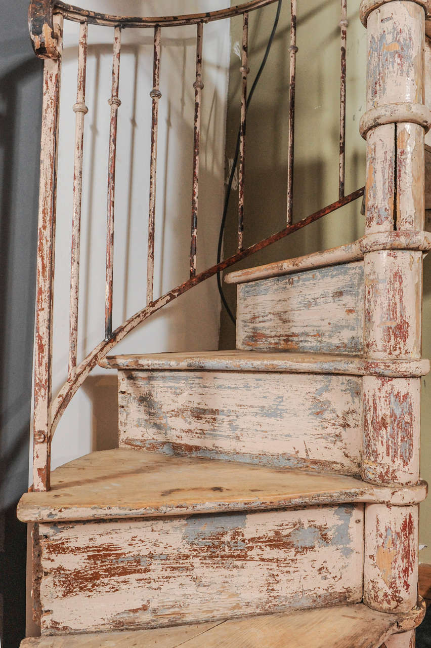 An Antique Pinewood Spiral Staircase at 1stDibs